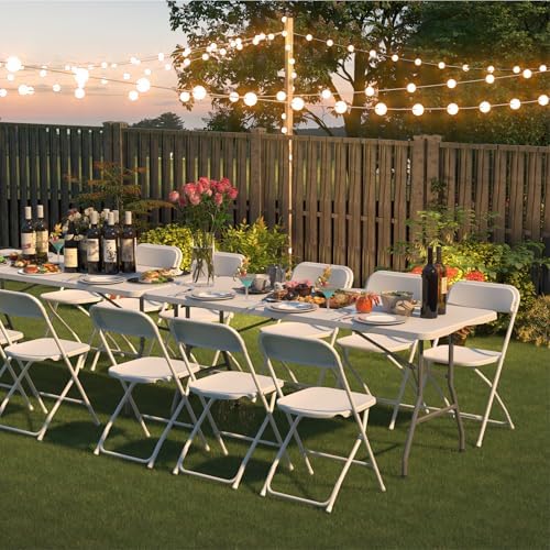 50 Pack White Folding Chairs for School Events Wedding Party Picnic - Image 2