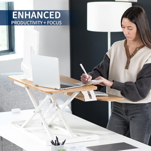 VIVO Real Bamboo 32 inch Standing Desk Converter, DESK-V000KO - Image 4