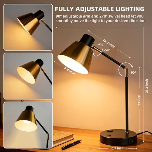 Modern Desk Lamp with USB & AC Outlet,270° Swivel (Bulb Not Included) - Image 2