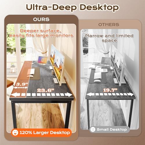 Huuger 55 x 24 inch Desk with Power Outlets & 0.95 Inch Thicker Desktop - Image 7