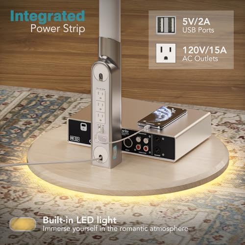 Floor Mobile TV Stand with Power Outlet, Rolling TV Cart for 27-70 Inch OLED LED Monitors, 6 Levels of Height Adjustment, Ambient Lighting on the Bottom Wheels Holds up to 88lbs, 400x400mm - Image 5