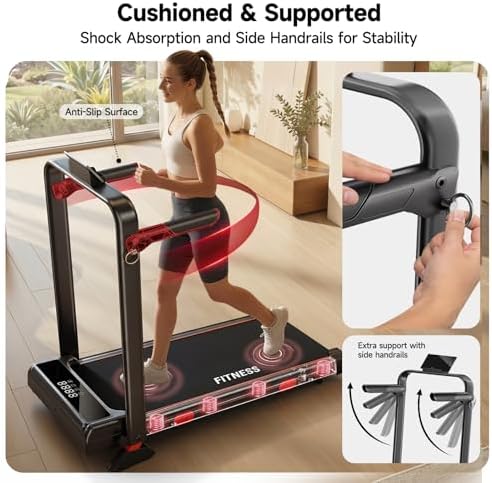 RHYTHM FUN Incline Walking Pad with Handle Bar, 37.5" Runng Belt, 300 LBS - Image 4