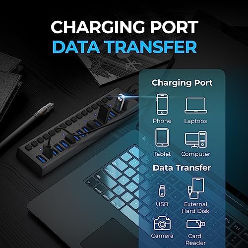SABRENT 16-Port Powered USB 3.0 Type-A Data Hub & Charger, 90W (HB-PU16) - Image 5