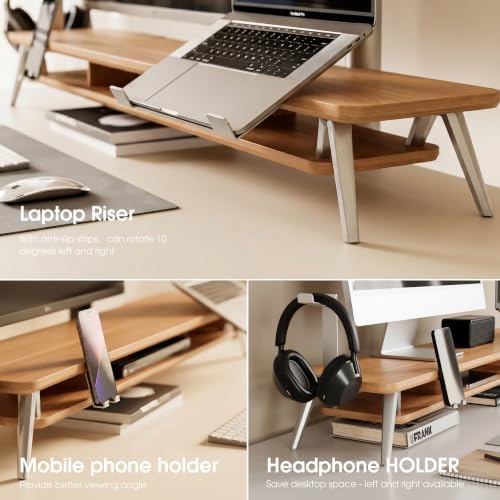 Fenge 42.5-Inch Monitor Stand Riser with Laptop, Phone & Headphone Holders - Image 6