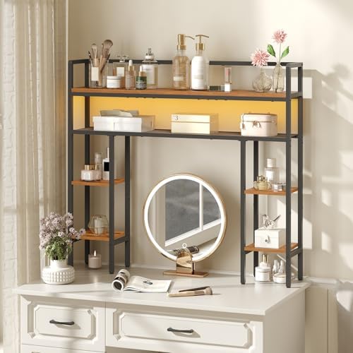 MAHANCRIS Desk Shelf, 43.3" Desk Hutch with Light Strip - Image 4