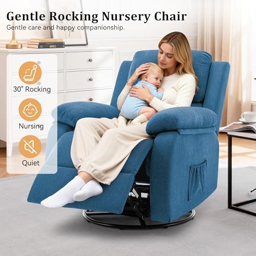 Korser Recliner Chair, 360 Swivel Rocker Chair for Adults, Small Rocking Recliner for Small Spaces, Upholstered Fabric Glider Recliner Nursery - Image 5