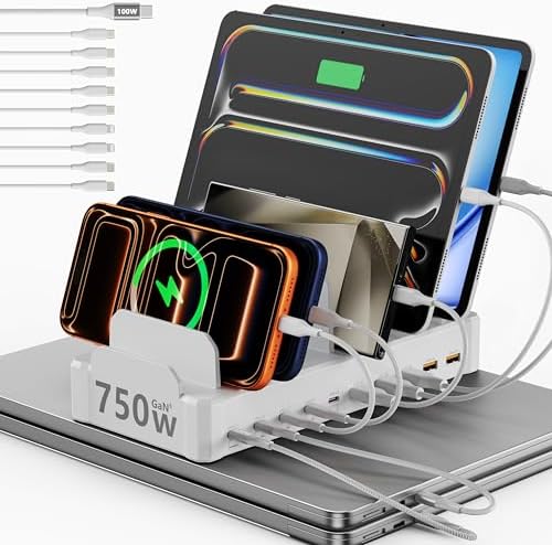 750W Charging Station for Multiple Devices, Zobirez 10-Port Fast Charger by Zobirez