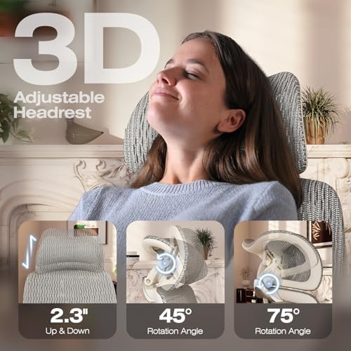 ELABEST X100 Ergonomic Mesh Office Chair with Footrest, Big and Tall Home Desk Chair with 5D Flip-Up Arms, Adjustable 3D Lumbar Support, Gaming & Executive Computer Chair (First Light) - Image 4