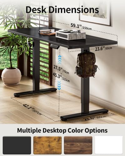 BIZUM Electric Standing Desk 60 x 24 Inch Computer Desk-Gaming Desk Black Home Office Desks Height Adjustable Memory Stand Up Computer Workstation - Image 3