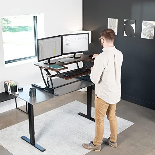 VIVO Dark Walnut 42 in Standing Desk Converter, DESK-V000VLD - Image 4