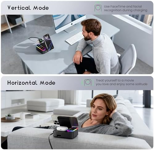 8-in-1 Foldable Wireless Charging Station for Apple Devices with Clock, 65W - Image 4
