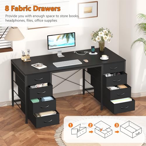 50 Inch Computer Desk with 8 Drawers for Home Office, Bedroom, Living Room - Image 6
