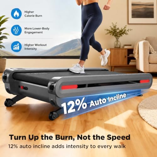 Jogwell Walking Pad Treadmill with 12%/20% Auto Incline, 43"x18" Extra-Wide - Image 5