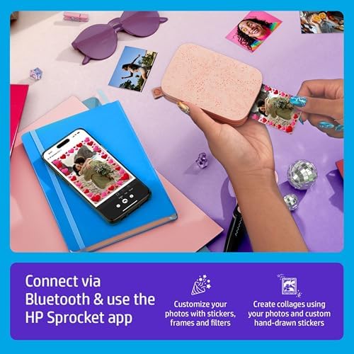 HP Sprocket Portable 2x3 Instant Photo Printer (Blush Pink) Zink Paper Bundle - Image 4