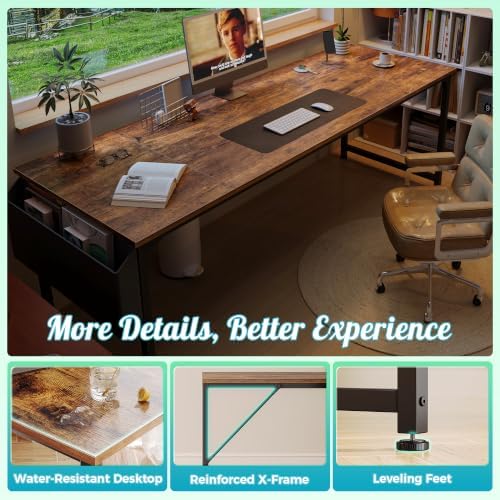 PRAISUN 79'' Computer Desk with Fabric Storage Bag - Image 7