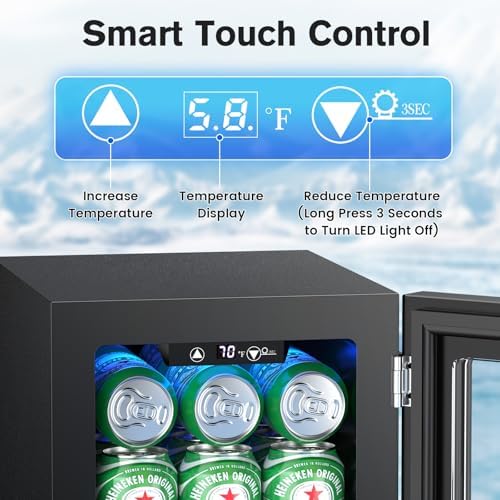 Electactic 24 Cans Beverage Refrigerator Cooler, Mini Fridge Countertop Drink Cooler for Soda, Canned Beer, Adjustable Digital Temperature Control for Home Dorm Office, Black - Image 3