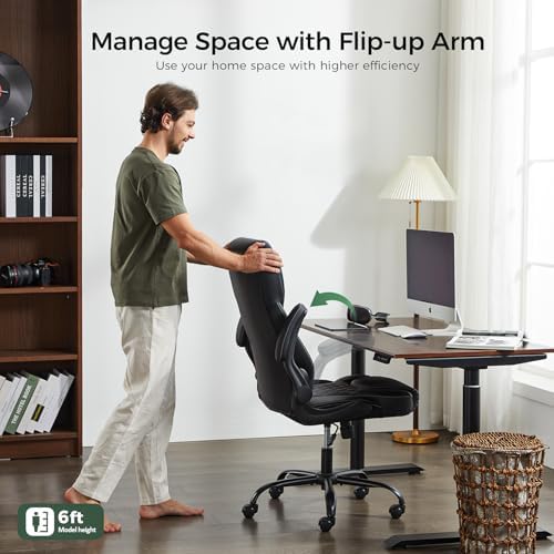 amseatec Big and Tall Office Chair, Flip-Up, Executive Desk Chair, Black - Image 5