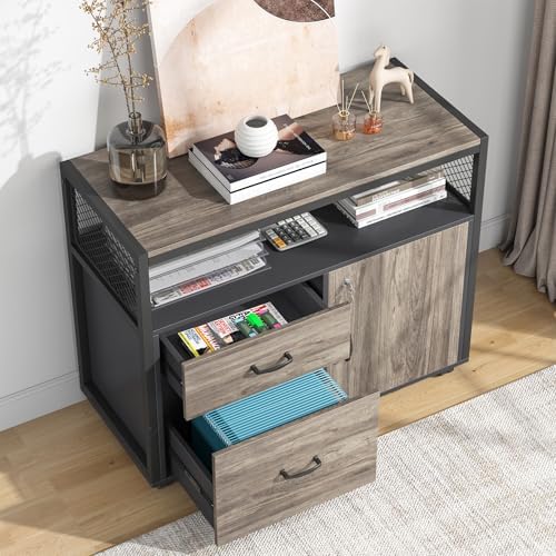 Tribesigns Office Desk with Drawers Sets, 55 inches L Shaped Computer Desk with Mobile File Cabinet,Big Executive Desk for Home Office Furniture Sets (Dark Oak, 55-inch) - Image 4