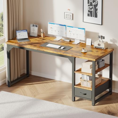 Mericonia 48 in Computer Desk with Drawer, 1" Thick Reversible Office Desk - Image 2