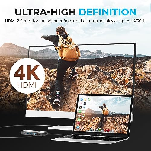 SABRENT USB-C 6-Port Hub & M.2 SSD Dock, 4K HDMI, 90W PD (HB-6PNV) - Image 4