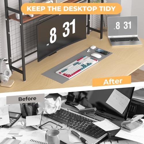 FAHKNS 2-Tier Desktop Bookshelf - Metal Desktop Bookshelf Organizer，Desk Book Organizer with 3 Hooks & DIY Storage Mesh，Suitable for Office/Game Room/Study/Powder Room（Black） - Image 4