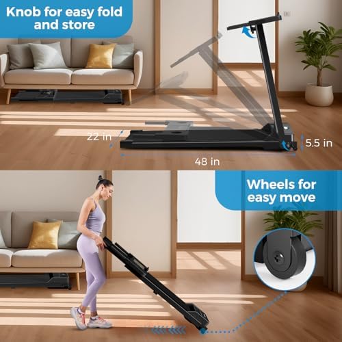 AoraPulse Portable Foldable Treadmills for Home, Small Folding Treadmill for Home Office with 300 LBS Capacity, Walking Running Exercise Electric Compact Treadmill with LED Display - Image 4
