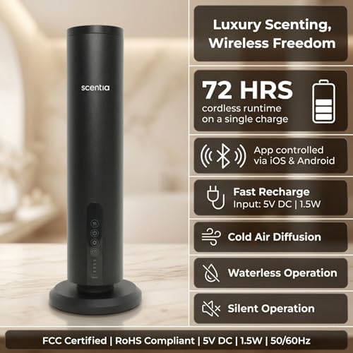 Wireless Waterless Cold-Air Scent Diffuser, App Control, 1500 Sq. Ft Black - Image 2