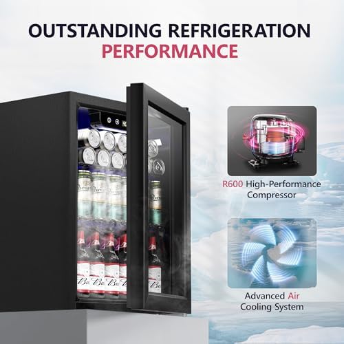 Icyglee Mini Fridge 68 Can,1.7 Cu.Ft Beverage Refrigerator Cooler, Black - Image 3