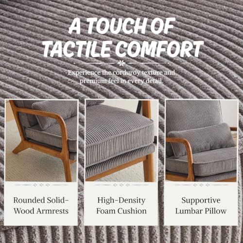 Karl home Mid-Century Modern Accent Reading Chair, Grey - Image 5