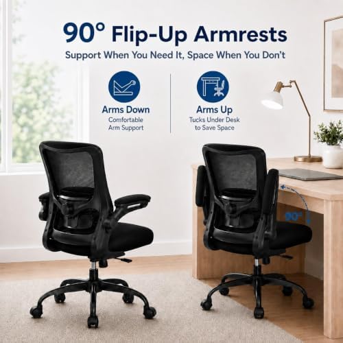 Ergonomic Office Chair for Long Hours, Adjustable Padded Lumbar Support for Lower Back Relief, 330 lb Capacity, Comfortable Computer Desk Chair for Home Office, Work & Study - Image 5