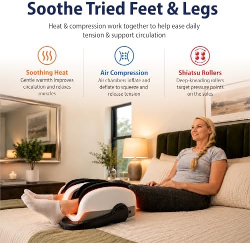 Cloud Massage Shiatsu Foot Massager with Heat, Standard Size, White - Image 3