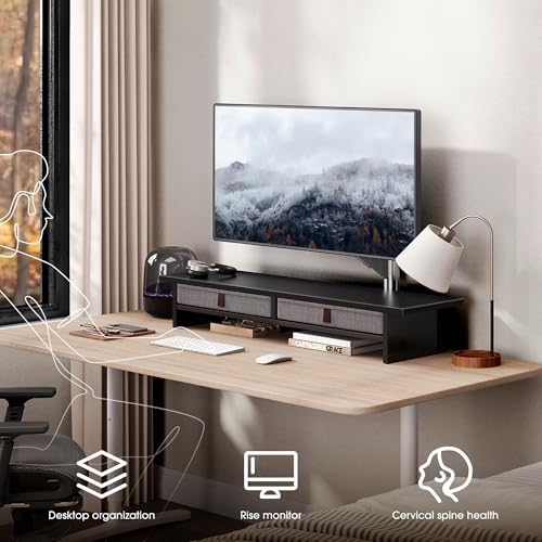 Fenge 35 Inch Monitor Stand with Drawer Storage, Computer Riser for Desk - Image 2