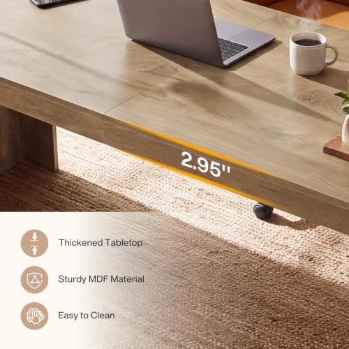 Tribesigns 70.9-Inch Executive Desk, Modern Wooden Computer Desk, Brown - Image 5