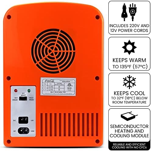 Fanta Mini Fridge - 6 Can Refrigerator for Bedroom Office, Portable Table Top Beverage Cooler, 12V 110V Refrigerador For Drinks, Soda, Wines, Use In Car, Dorm, Outdoor, Patio - Image 2