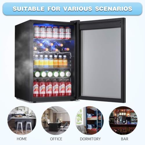 Antarctic Star Beverage Refrigerator -145 Can Mini Fridge for Soda Beer or wine,Small Drink Dispenser, For Office or Bar with Adjustable Removable Shelves，4.5 Cu. Ft. (Black) - Image 4