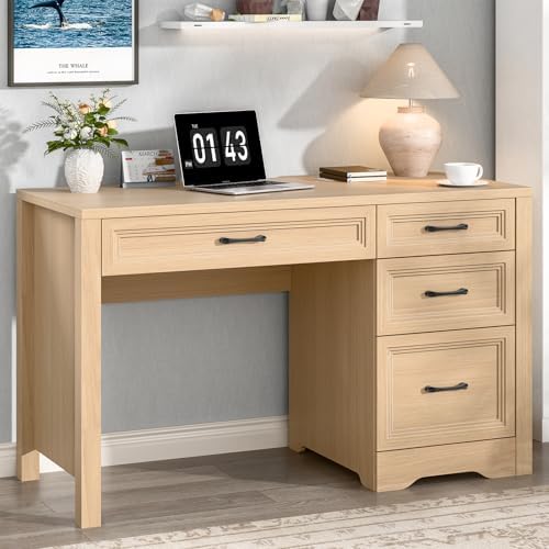 Vabches Farmhouse Executive Desk with Storage and Ample File Drawer, Rustic Large Home Writing Desk for Bedroom, Natural by Vabches