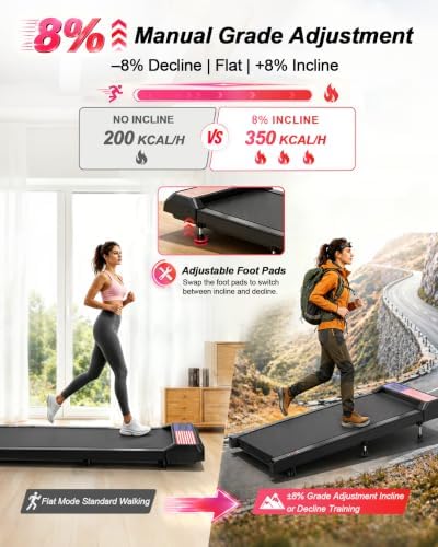Walking Pad Treadmill with 8% Incline, Under Desk Treadmill - Image 2