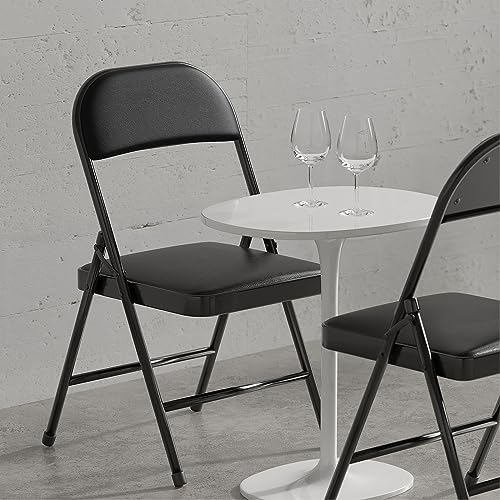 Nazhura Folding Chairs with Padded Vinyl Cushion Chairs with Comfortable Cushion and Durable Steel Frame for Home and Office, for Indoor and Outdoor Events (Black, Vinyl, 12 Pack) - Image 2