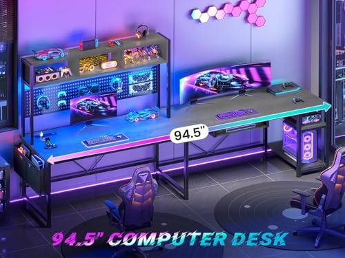 SEDETA L Shaped Office Desk with Hutch, Reversible 94.5" Computer Desk - Image 3