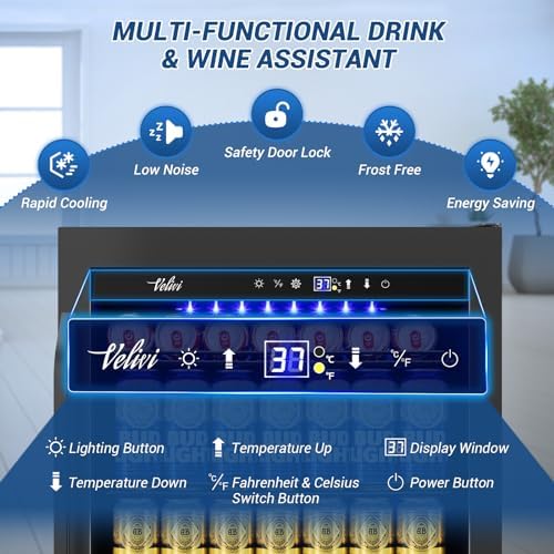 Velivi 24'' Beverage Refrigerator Under Counter Built-In and Drink Fridge - Image 5