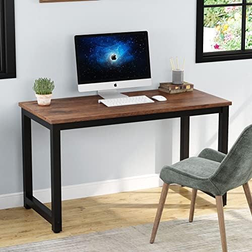 Tribesigns Modern Simple Computer Desk, 47 inch Vintage Office Desk Computer Table, Study Writing Study Desk Workstation for Home Office, Rustic Brown - Image 4
