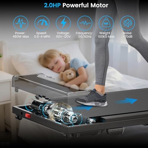Walking Pad Treadmill for Home - Under Desk Walking and Running with Remote Control Portable Electric Machine Adjustable Slim Compact with 0.6-4.0MPH Modes Max up 265 Lbs for Home Office - Image 4