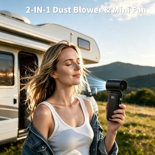 Compressed Air Duster - 180000RPM Powerful Electric Air Duster, 12 Gear Adjustable Cordless Air Blower, Rechargeable Air Dust Cleaner for Keyboard, Computer, Home, Outdoor, Car - Image 5
