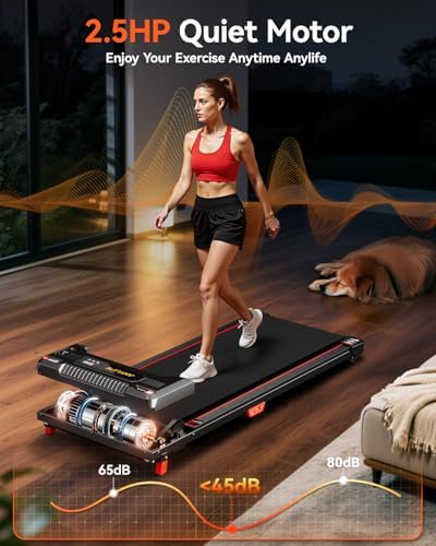 Walking Pad, Anylife Incline Walking Pads Under Desk 330lb Capacity, 2.5HP Portable Treadmills for Home, Compact Treadmill Small Running Pad with LED Display, Remote Control - Image 4