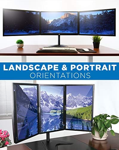 Mount-It! Triple Monitor Stand for Desk, 3 Monitor Mount Fits 19–27" Screens, Holds 15.4 lbs Each, Full Motion Triple Monitor Arm with Tilt Swivel Rotate, VESA 75x75, 100x100, Stable Freestanding Base - Image 2