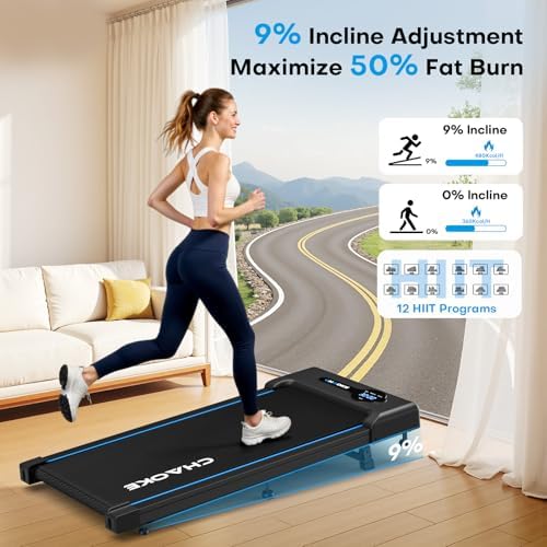 CHAOKE Walking Pad Treadmill for Home, 6.2MPH Under Desk Walking Pad with 9% Incline for Office Small Spaces, 2.75HP Quiet Running Machines, Remote Control, 330LBS Capacity, 12 HIIT Programs - Image 5