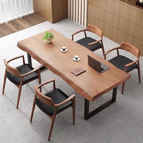 Stylish Solid Wood Office Desk with Sturdy Metal Base - Durable Multi-Size Executive Computer & Dining Table - Perfect for Home Office & Work Environments (Brown, 63 in) by Unknown
