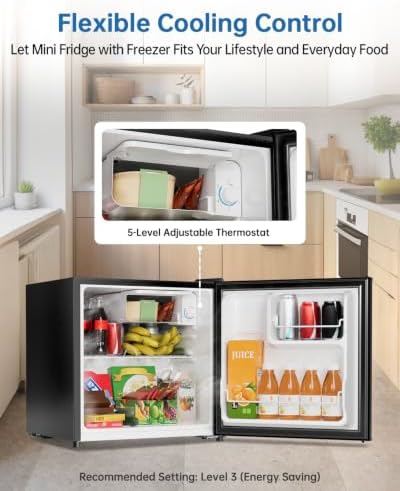 1.6 Cu Ft Mini Fridge with Freezer, Single Door Upright Freezer - Image 5