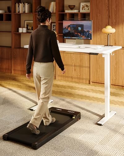 FLEXISPOT EN1 One-Piece Standing Desk, Electric Adjustable with 4 Memory Presets, 176 LBS Capacity, Stable & Quiet, Seamless Desktop for Home Office & Dual Monitors, 48"x24" White(White Frame) - Image 2