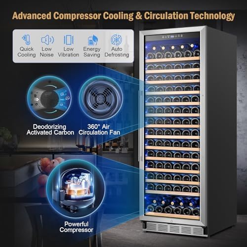 24" 173-Bottle Freestanding Wine Cooler, Low Noise with Sliding Shelves - Image 3